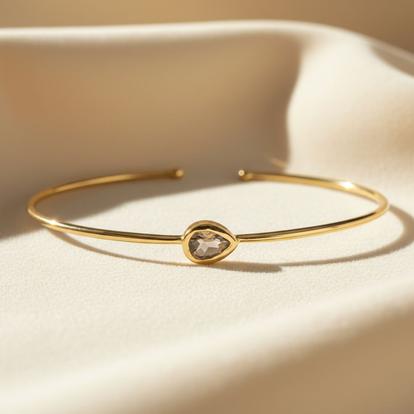 Metallic Minimalist Alexandrite June Birthstone Gold Vermeil Bangle