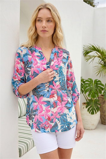 Pink Burnout Floral Print Shirt