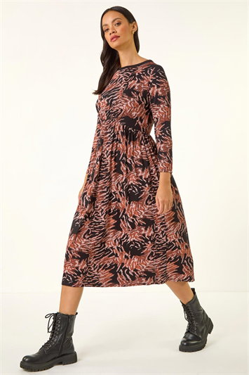 Dusk Abstract Print Pocket Stretch Midi Dress 14822146