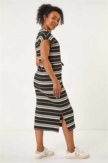 Petite Stripe Tie Waist Midi Dress 14716108