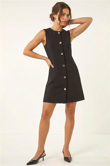 Button Down Stretch Mini Dress 14857608