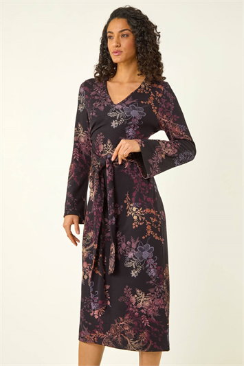 Dusk Floral Tie Waist Midi Dress 14841208