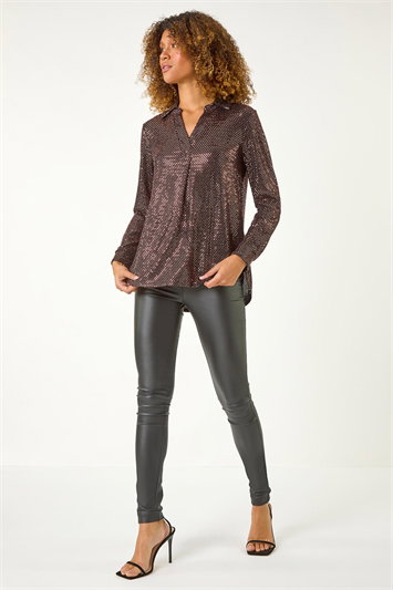 Sequin Stretch Shirt Top 19202813