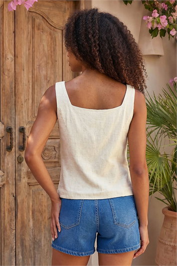 Dusk Linen Blend Button Top 10231888