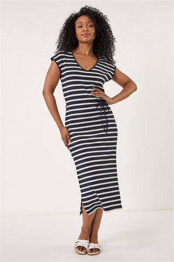 Petite Stripe Stretch Midi Dress 14716260
