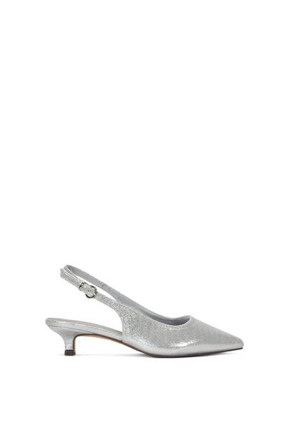 Black Slingback Kitten Heel Court Shoes With Pointed Toe