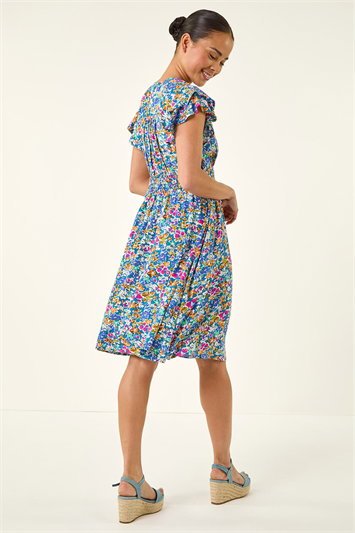 Petite Ditsy Floral Button Dress 14847209