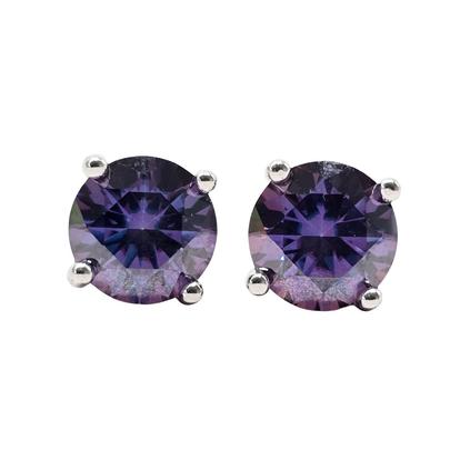 Metallic Amethyst Moissanite Crystal Sterling Silver Earrings