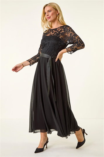 Petite Lace Contrast Bodice Dress 14820008
