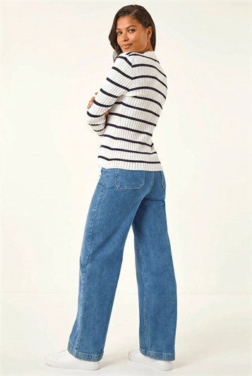 Stripe Cable Split Detail Rib Jumper 16132094
