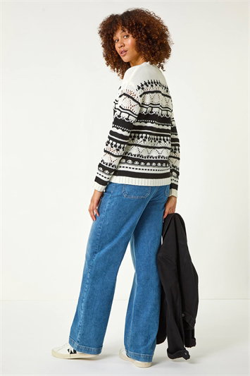 Contrast Pointelle Knit Jumper 16168008