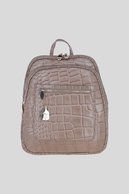 Black Real Leather Backpack With Multiple Pockets And Gold-Tone Hardware