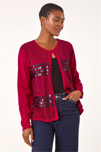 Sequin Embellished Knit Cardigan 16126778