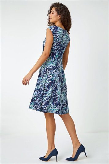 Textured Floral Print Ruched Dress 14339934