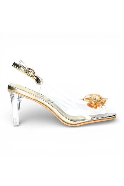 Metallic Women’S Crystal Heel Sandals - Mira 01