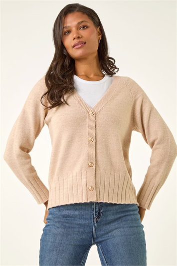 Cream Buttoned Soft Knit Cardigan