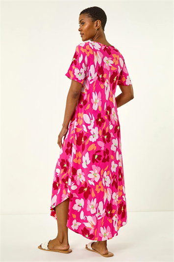 Floral Print Asymmetric Hem T-Shirt Dress 14716872