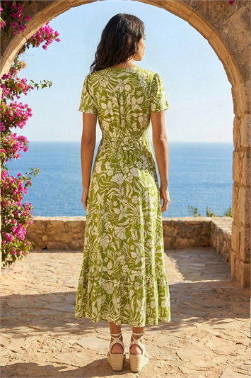 Floral Print Button Detail Maxi Dress 14500249