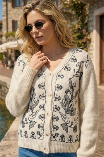 Abstract Embroidered Cardigan 16225338