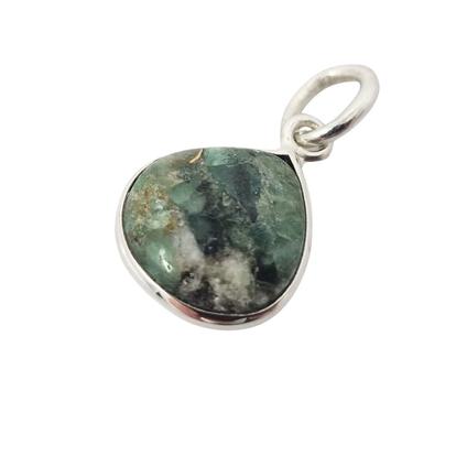 Green Silver Emerald May Birthstone Heart Charm Pendant