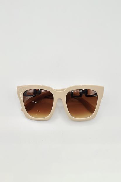 Cream Oversized Sunglasses With Gold Chain Detail