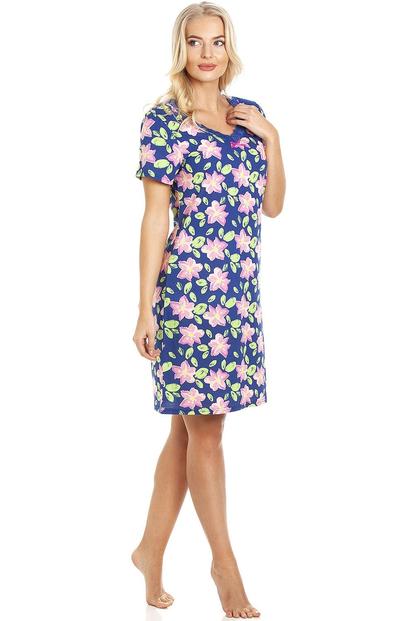 White Lilly Floral Print Cotton Nightshirt
