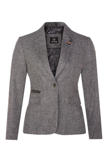 Grey Tweed 1920S Herringbone Grey Blazer