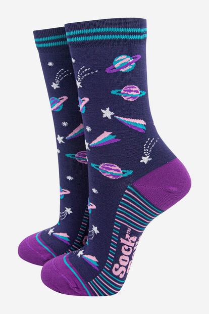 Multi Outer Space Bamboo Socks
