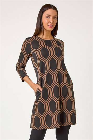 Geometric Jacquard Stretch Dress 14607989