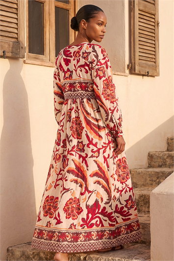Floral Border Print Maxi Dress 14855188