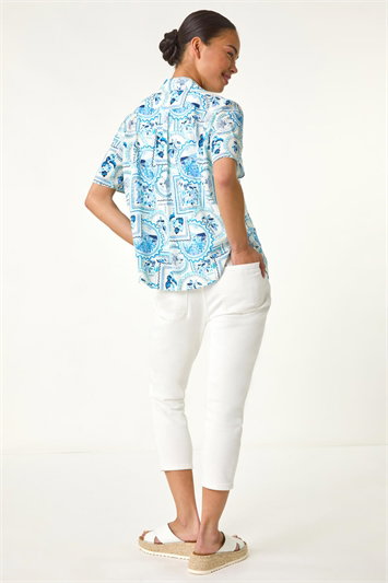 Petite Print Button Through Shirt 10142609