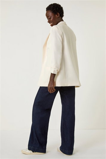 Tailored Ruched Sleeve Stretch Blazer 15037738
