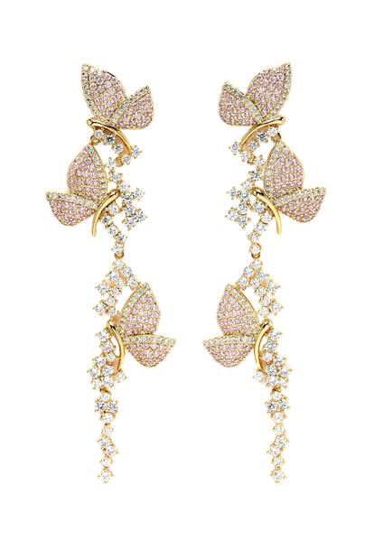 Pink Diva Butterfly Dangle Earrings