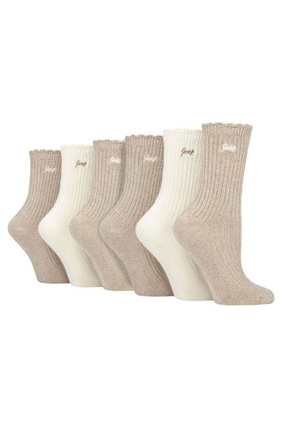 Pink 6 Pack Bamboo Boot Cute Scalloped Top Socks