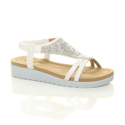 Black Flatform Diamante T-Bar Slingback Sandals