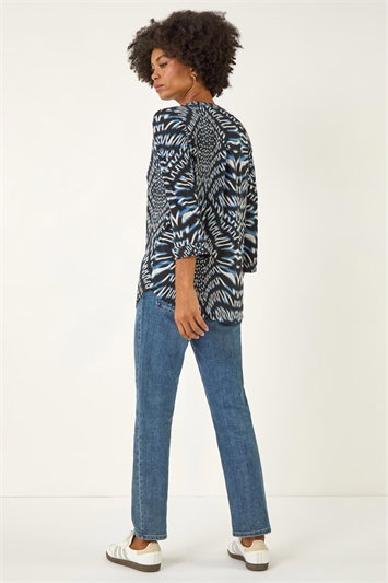 Abstract Puff Print Stretch Top 19421509