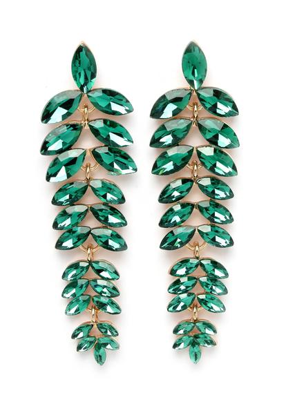 Purple Multicolored Cascading Leaf-Shaped Drop Earrings