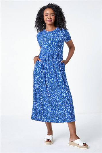 Petite Spot Print Stretch Midi Dress 14627880