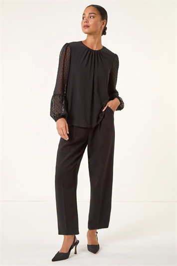 Petite Contrast Dobby Stretch Top 19463808