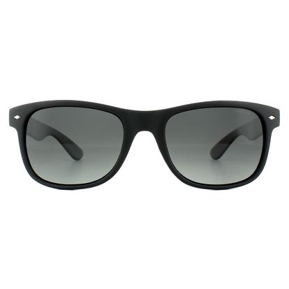 Black Rectangle Matt Black Smoke Grey Gradient Polarized Sunglasses
