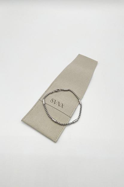 Metallic Bead Bracelet In Silver