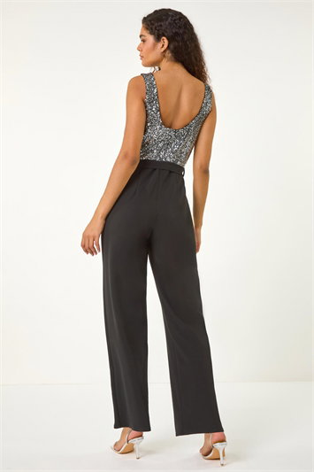 Contrast Sequin Bodice Jumpsuit 14621385