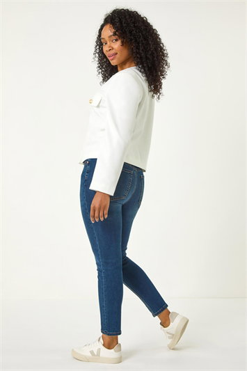 Petite Collarless Button Up Jacket 15038638