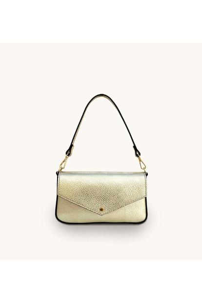 Metallic The Munro Gold Leather Shoulder Bag