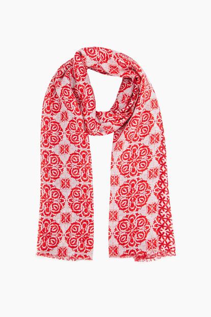 Blue Mosaic Floral Lightweight Scarf