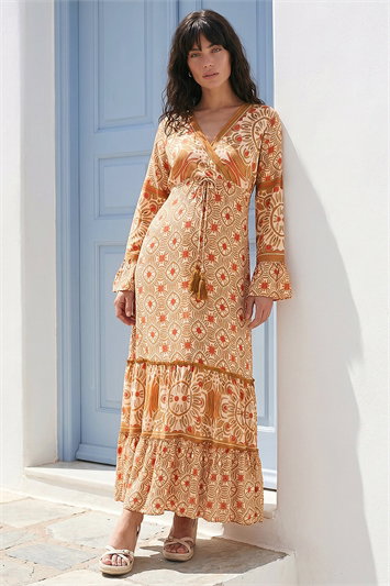 Border Print Maxi Dress 14855764