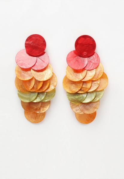 Multi Multi-Colored Round Acrylic  Earrings