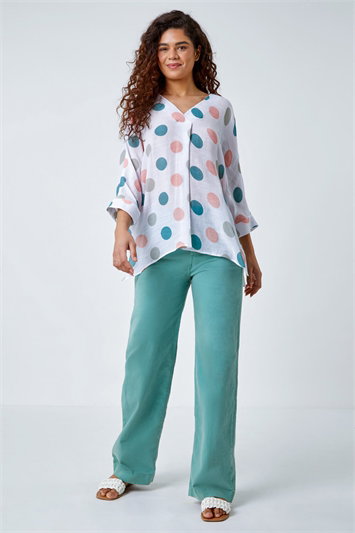 Polka Dot Print Pleat Front Top 20152134