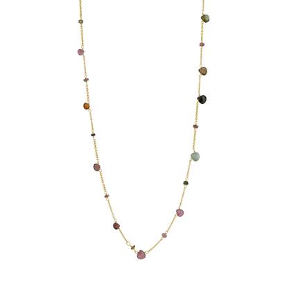 Metallic Sterling Silver Fine Tourmaline Long Necklace
