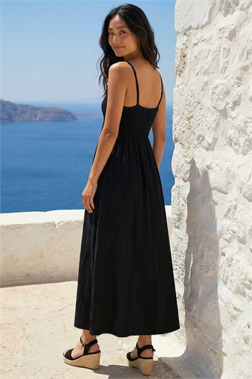 Petite Crochet Trim Linen Blend Maxi Dress 14884908